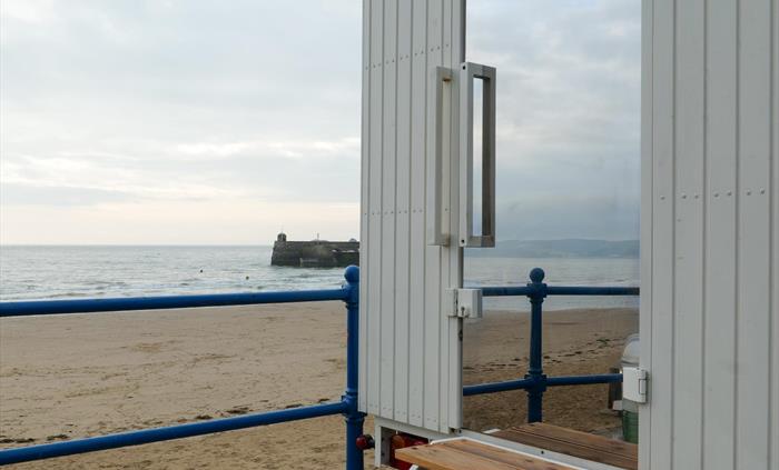 The sauna is located right by Saundersfoot beach, with wonderful view across the water.  Stunning, whatever the weather!